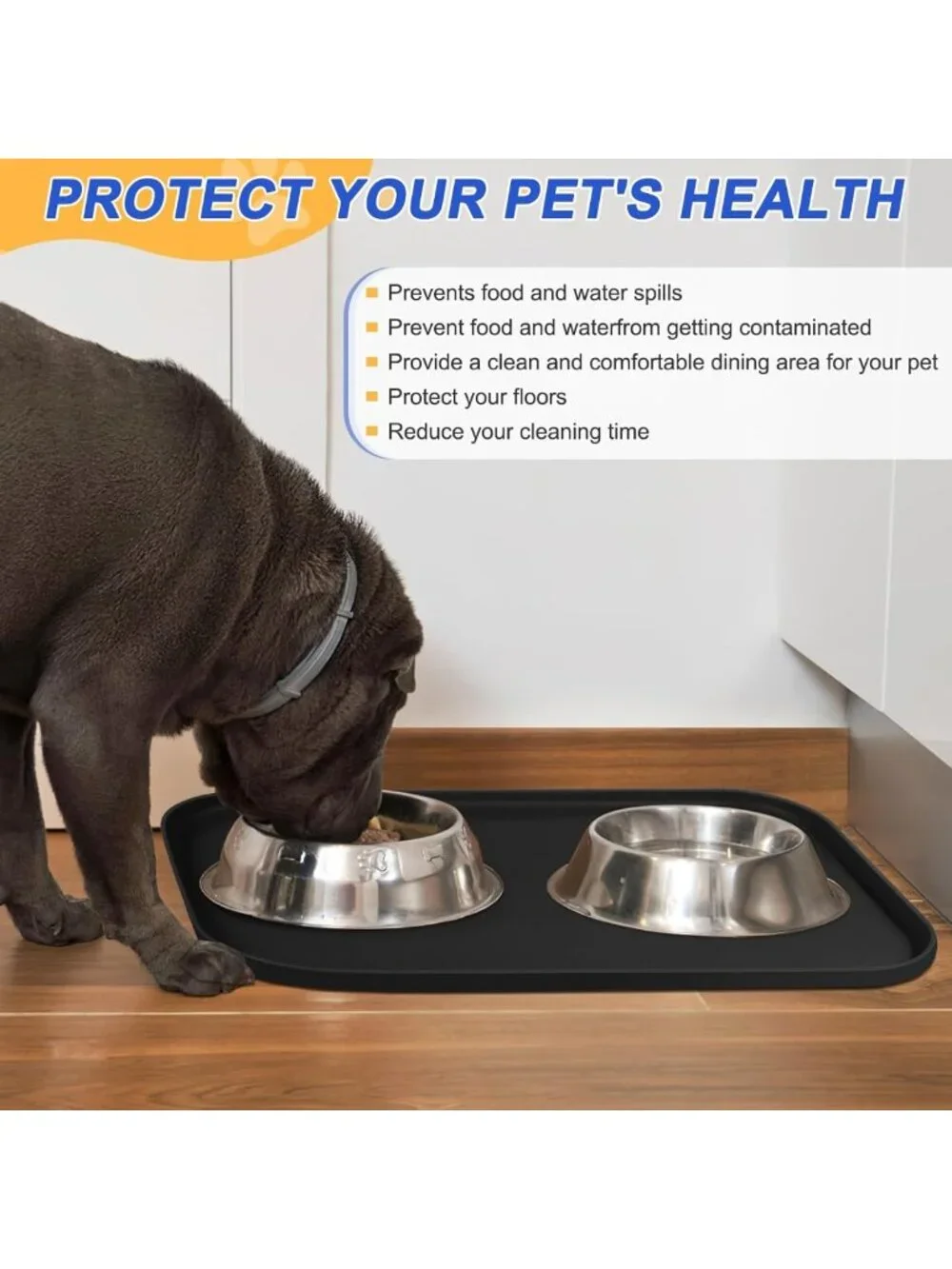 Waterproof Silicone Pet Food Mat with Raised Edge for Dogs & Cats - Easy Clean